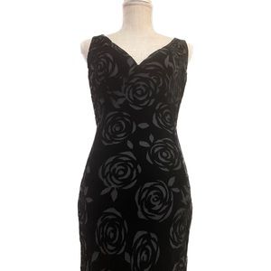 Muse Black Floral Burnout Cocktail Dress with Fringe hem